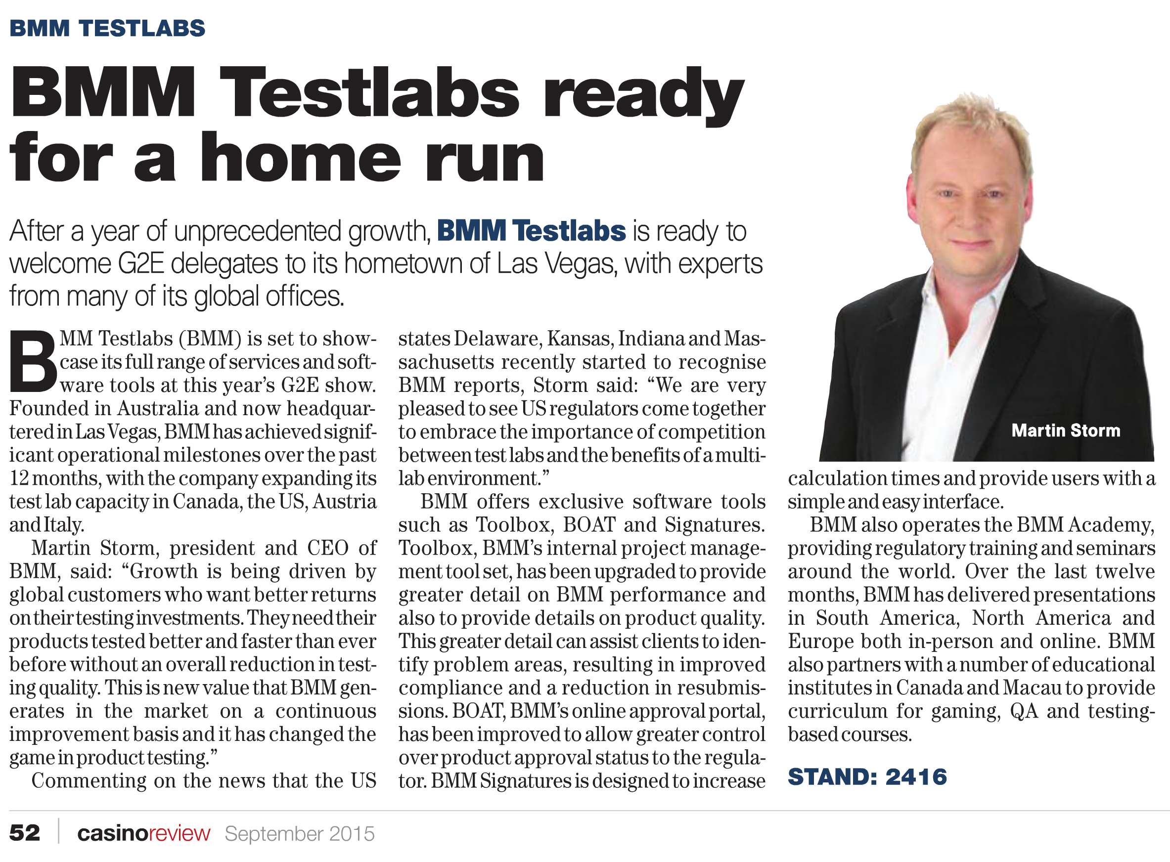 BMM Testlabs Ready for a Home Run