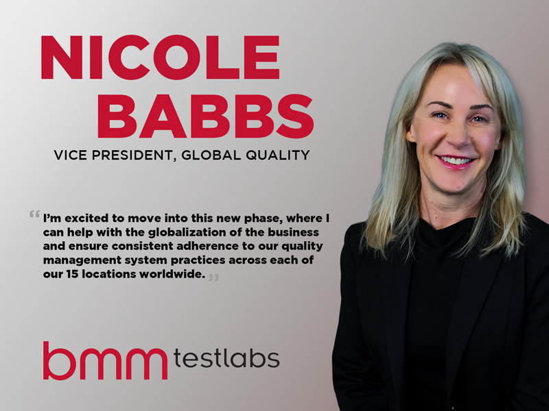 BMM Testlabs Promotes Nicole Babbs To Vice President, Global Quality